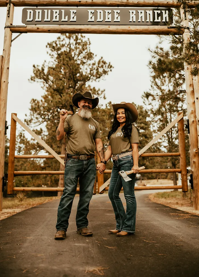 Chad & Amora Palmer, owners of Double Edge Axe Throwing in Centennial, CO