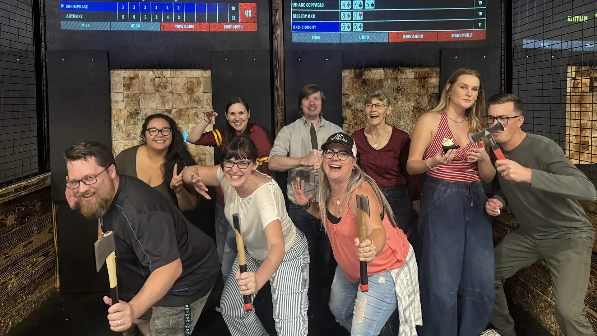 axe throwers having fun at Double Edge Axes